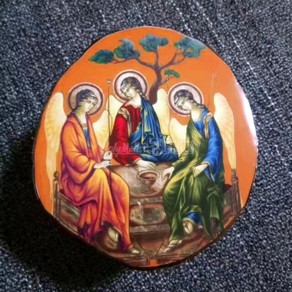 圣三像——泰国柚木水晶圣物盒（大号）