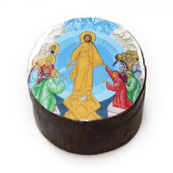耶稣升天A款——泰国柚木水晶圣物盒（大号）