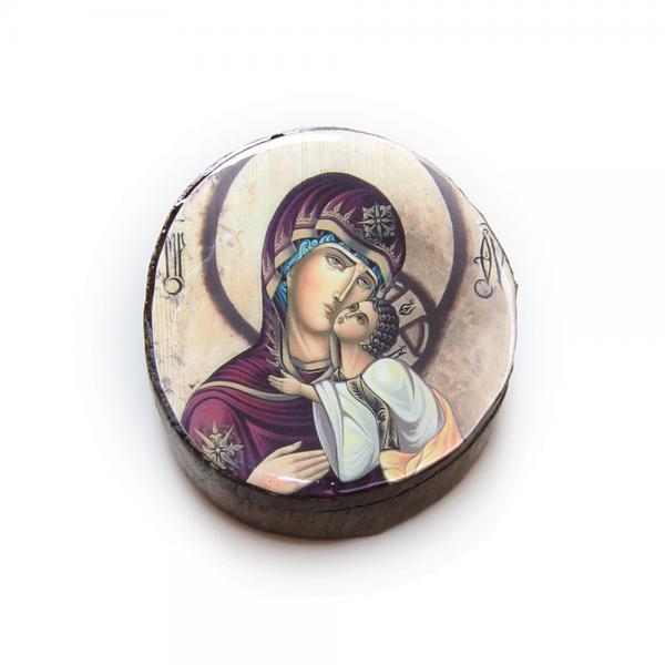 圣母抱耶稣——泰国柚木水晶圣物盒（中号）