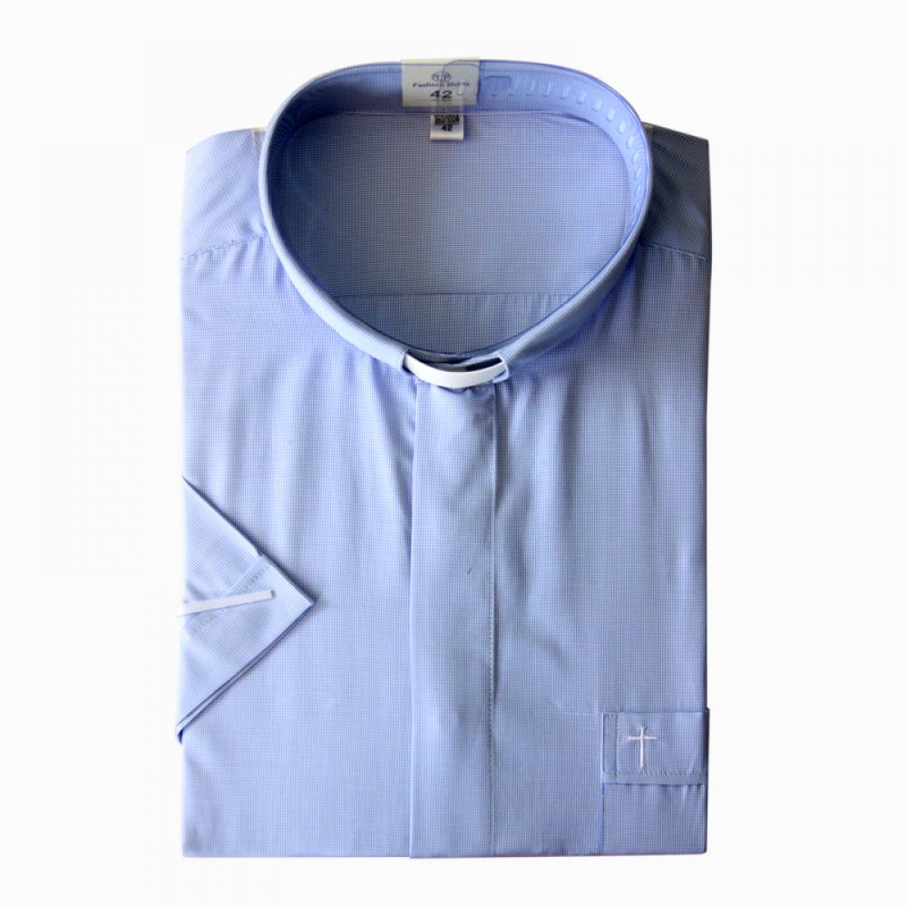 高支纱纯棉 司铎衬衫（免烫千鸟格格子 蓝色长、短袖可选，不含白领插片）