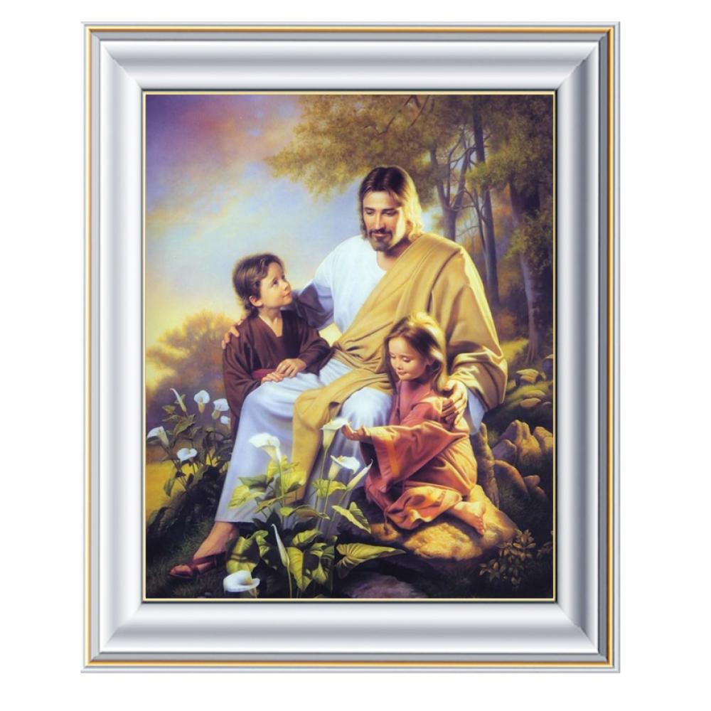 耶稣和小孩子们 手绘油画 不带画框
