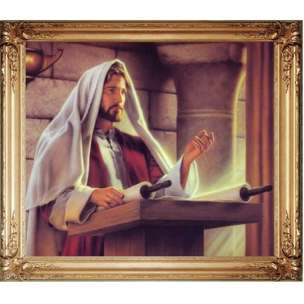 耶稣讲道 手绘油画 不带画框
