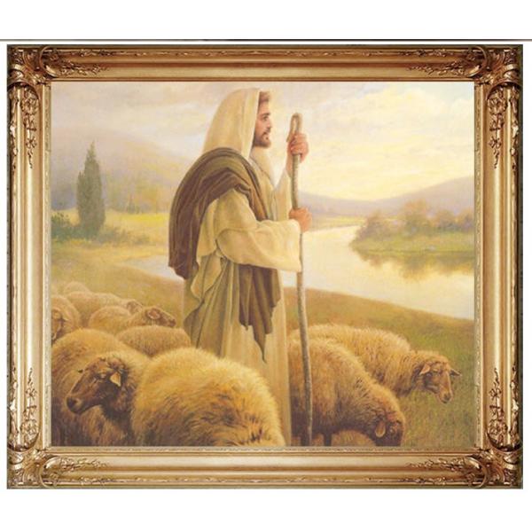 耶稣牧羊手绘油画 不带画框