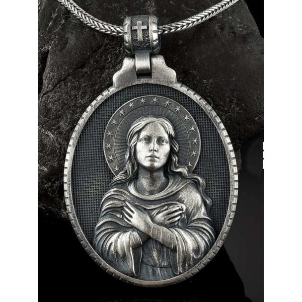 圣母高浮雕3cm925银大圣牌（不含链）