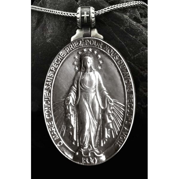 双面显灵圣母高浮雕3cm925银大圣牌（不含链）