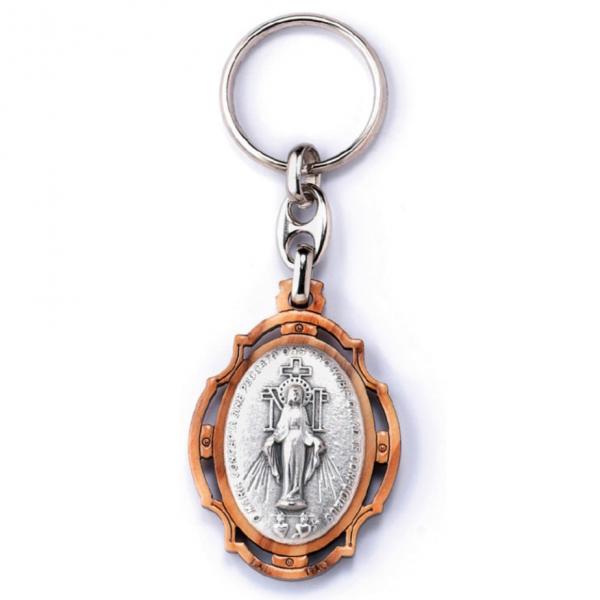 显灵圣母橄榄木钥匙链