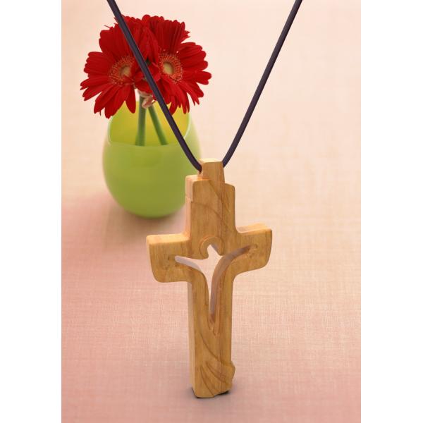 意大利进口橄榄木11cm镂空挂件十字架