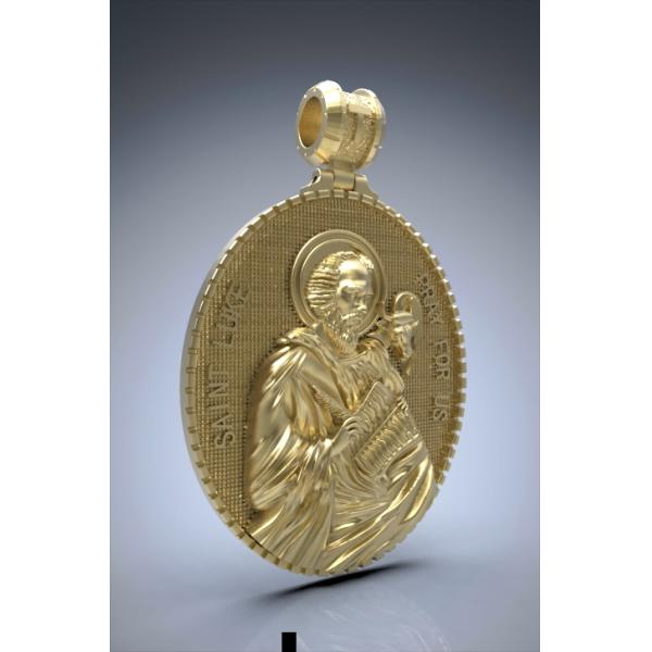 圣路加高浮雕3cm925银大圣牌（不含链）