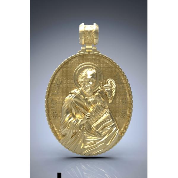圣路加高浮雕3cm925银大圣牌（不含链）