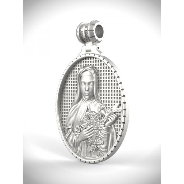 小德兰高浮雕3cm925银大圣牌（不含链）