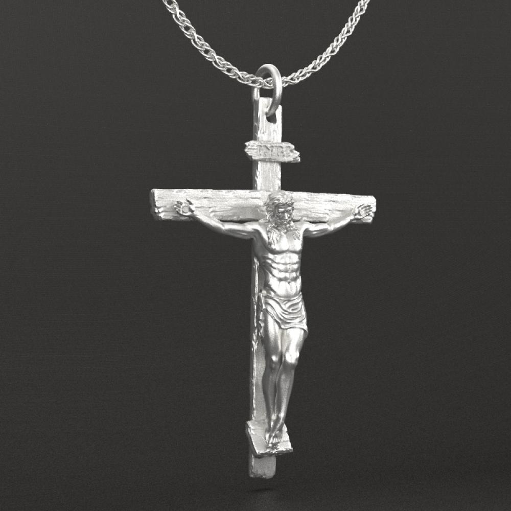 高清圆雕原木十字架5cm长（不含链）