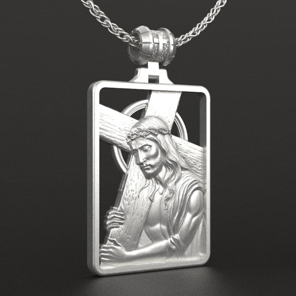 耶稣背架镂空圣牌