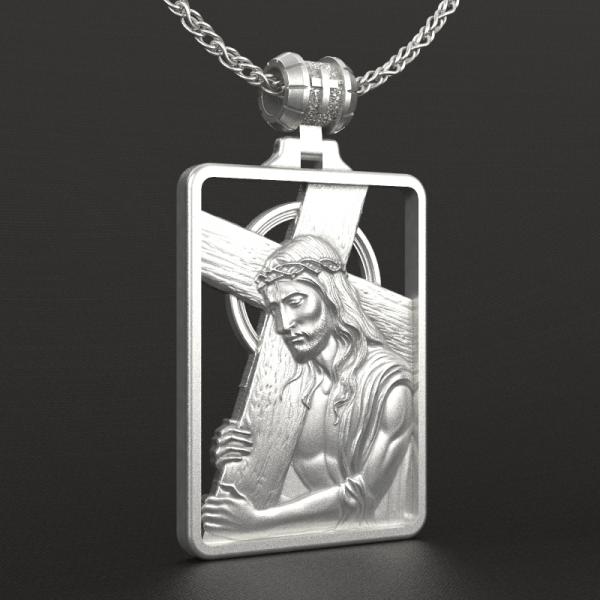 耶稣背架镂空圣牌